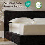 RECCI Cloud Upholstered Queen Bed Frame with Headboard, 5 Inch Foam Padded Platform, No Box Spring, Easy Assembly (Onyx)