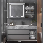 Gray 28IN Modern Bathroom Vanity - Wall-Mounted Bathroom Storage Cabinet & Bathroom Vanity with Sink, Bathroom Medicine Cabinet Wall Mounted, Defogging & Led Lighting | Bathroom Cabinet Slim