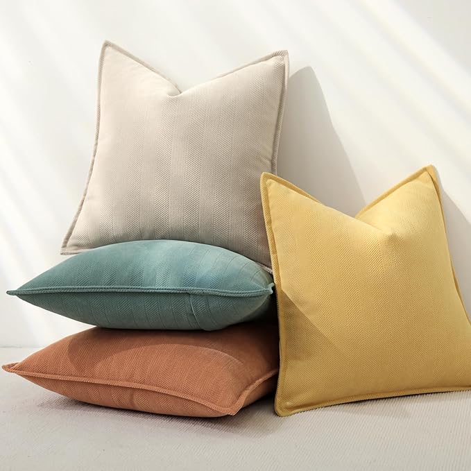 ZWJD Throw Pillow Covers 18x18 Set of 4 Chenille Pillow Covers with Elegant Design Soft and Luxurious Decorative Throw Pillows for Couch, Bed, and Home Decor