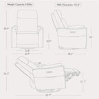 Watson & Whitely Genuine Leather Power Recliner Chairs for Adults, Swivel Glider Recliner Chair for Living Room with Charging Ports, Light Grey