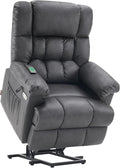 MCombo Power Lift Recliner Chair Sofa with Massage and Heat, Adjustable Headrest, 3 Positions, USB Ports, for Elderly People, 7533 (Faux Leather, Dark Gray)