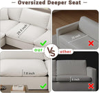 246.7" Oversized Cloud Modular Sectional Sofa,8 Seat Down Filled Sofa,Comfy Deep Seat Couch with Reversible Chaise & Cushions,Couch Cover Washable and Replaceable,White