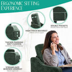 Modern Accent Chairs Set of 2 Upholstered Reading Chair for Bedroom with Side Pockets Comfy Living Room Chairs Living Room Oversized Armchair for Office, Apartment (Green Chenille)