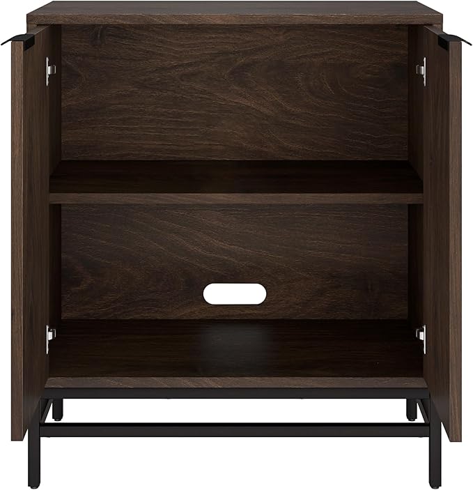 Henn&Hart 28" Fluted Wooden Accent Cabinet, Modern Ribbed Sideboard Buffet Cabinet with 2 Doors and an Adjustable Shelf for Living Room, Dining Room, Bedroom or Entryway, Alder Brown