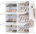 SONGMICS Shoe Rack Organizer, 6-Tier Shoe Storage Cabinet for Closet and Entryway, Holds 24 Pairs of Shoes, Adjustable, Cloud White and Trasparent ULPC033W01
