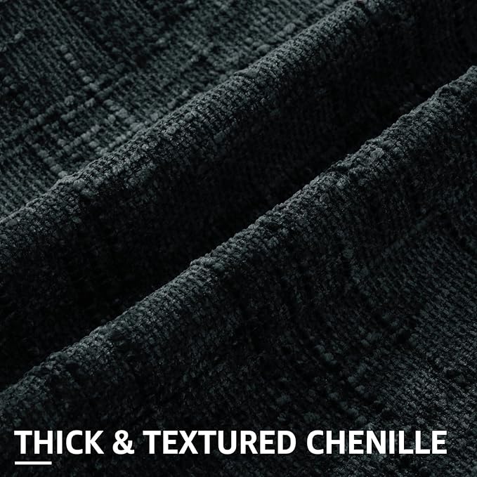 decorUhome Black Chenille Throw Pillow Covers 20x20 Set of 2 Thick Textured Slubby Couch Pillow Covers Farmhouse Accent Modern Neutral Decorative Pillow Cases for Bed Sofa Living Room