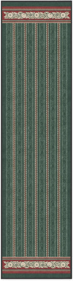 RUGGABLE x Morris & Co Machine Washable Christmas Runner Rug – Fruit Stripe Spruce Green 2.5x10, Stain-Resistant, Non-Slip –Washable Rug for Hallway, Entryway, Living Room & Kitchen–with Standard Pad