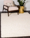 Unique Loom Solid Shag Collection Area Rug (6' 1" x 9' Rectangle, Pure Ivory)