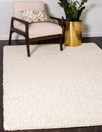 Unique Loom Solid Shag Collection Area Rug (6' 1" x 9' Rectangle, Pure Ivory)