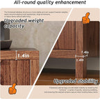 55" Large Buffet Sideboard with Storage, 33" Tall Kitchen Buffet Storage Cabinet with 4 Doors, Modern Coffee Bar Cabinet with Gold Handles, Long Sideboard Buffet Table for Kichen, Walnut