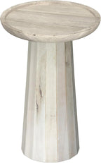 SIMPLIHOME Dayton SOLID MANGO WOOD 13 inch Wide Round Contemporary Wooden Accent Table in White Wash , Fully Assembled for the Living Room and Bedroom