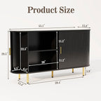 DHH Storage Cabinet, Fluted Sideboard Buffet Cabinet with Tambour Sliding Doors& Adjustable Shelf, Accent Coffee Bar Console Table for Kitchen, Living Room, Entryway (Black, 55 Inch)