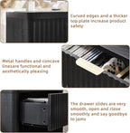 LEYAOYAO Fluted Farmhouse Nightstand Set of 2 with Charging Station, 23" Wide 1 Drawers End Table,Black Dresser for Bedroom,Bed Side Table Chest of Drawers Cabinet,Wood Night Stand for Living Room