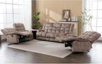 EBELLO Reclining Living Room Set, Includes One Seat Manual Recliner, Loveseat Recliner Sofa and 3PC Bonded Manual Sofa Couch, Brown