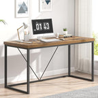 EXCEFUR Industrial Computer Desk, Wood and Metal Home Office Desk, Writing Study Work PC Table for Living Room Bedroom, Rustic Brown, 53 inch