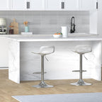 NOBPEINT NOB Contemporary Chrome Air Lift Adjustable Swivel Bar Stool (White, Set of 2)