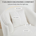 Swivel Accent Chair, 360 Degree Round Swivel Barrel Chair with Pillow, Widened Upholstered Boucle Chair Comfy Sherpa Barrel Armchair for Living Room Bedroom Reading Room, White