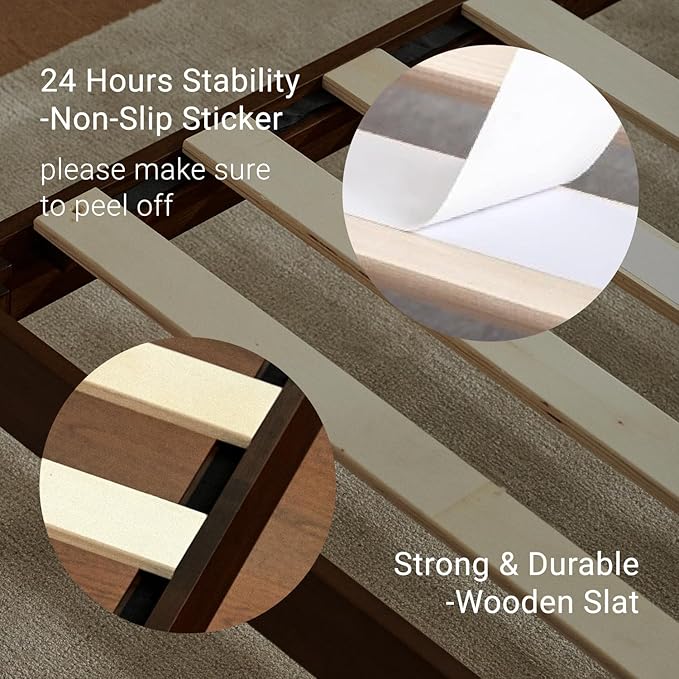 LIFEMENT Classic Wood Platform Bed Frame, Essential, Noise Free, Under Bed Storage, No Box Spring Needed, Easy Assembly (Walnut, Twin)
