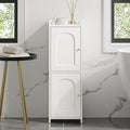 Bathroom Storage Cabinet, Corner Floor Cabinet with 2 Doors and Adjustable Shelf, Narrow Toilet Paper Cabinets, Bathroom Organizer for Small Spaces, 7.9" D x 9.8" W x 29.5" H White
