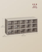 VASAGLE CUSTOS Collection - Shoe Bench, Storage Bench with Padded Seat, Entryway Bench with 15 Compartments, for Bedroom, 11.8 x 41.3 x 18.9 Inches, Heather Greige and Cappuccino Beige ULHS015K01