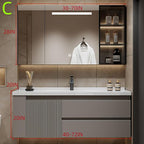 52IN Suspended Bathroom Cabinet Combo Set - Fully Functional LED Mirror with Smart Defogging & Time Display | Bathroom Vanity with Sink,Side Cabinet Storage Compartment (Style C)