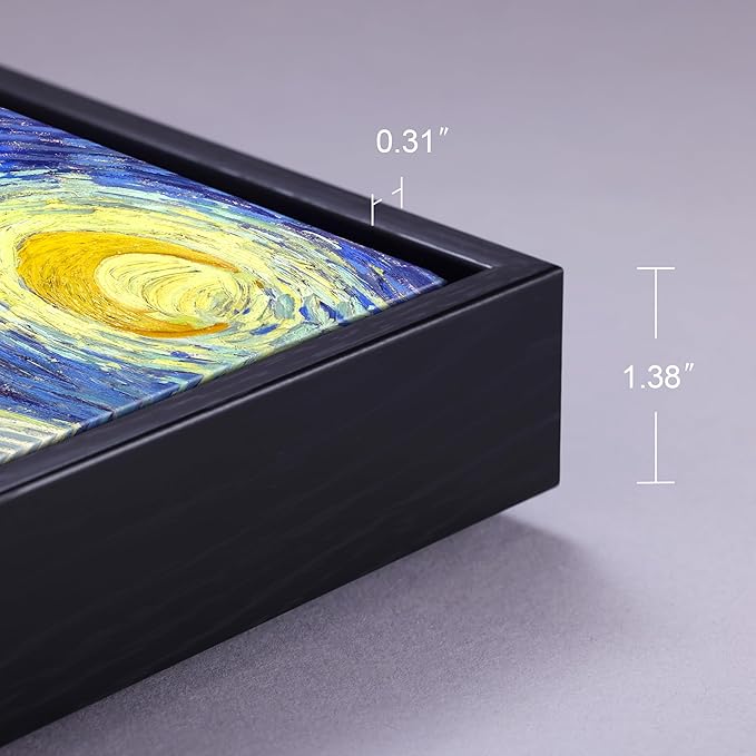 Wieco Art Framed Art Canvas Prints of Starry Night by Vincent Van Gogh Paintings Reproduction Post-Impressionism Artwork Framed Wall Art for Living Room Wall Decor Home Decorations Black