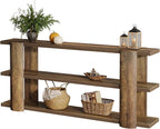 Tribesigns 70.87" Extra Long Console Table for Entryway, Narrow Wooden 3-Tier Sofa Table Behind Couch, Farmhouse Entryway Accent Table for Living Room, Hallway Foyer, Brown