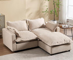 chairus 68" Love Seat Sofa with Ottoman Upholstered Linen Deep Seat Couch with Pillow Modular Oversized Couch Sleeper for Living Room, Bedroom, Reception Room, Apartment, 2-Seater/Oatmeal