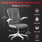 Ergonomic Office Chair - 400LB Comfy Desk Chairs with Adjustable Headrest and Lumbar Back Support, Mesh Computer Chairs with Wheels and Arms for Home Office, Study, Bedroom and Dorm (03grey)