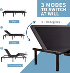 Twin XL Adjustable Bed Base Frame,Electric Bed with Head and Foot Incline, Soft Cover & Zero Gravity & Wireless Remote with Backlight, 80"×38"×12",Black