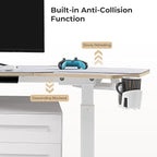 EUREKA ERGONOMIC Standing Desk, 72" Electric Adjustable Height Desk,Wing Shaped Computer Desk Large Music Studio Table, Dual Motor&Slot, Maple