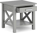 SIMPLIHOME Kitchener SOLID WOOD 21 Inch Wide Square Contemporary End Side Table in Fog Grey, For the Living Room and Bedroom