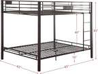 DOONREXS Upgraded Thicken Metal Queen Over Queen Bunk Bed, Heavy Duty Stronger Steel With Ladders and Safety Guard Rail, Easy Assembly