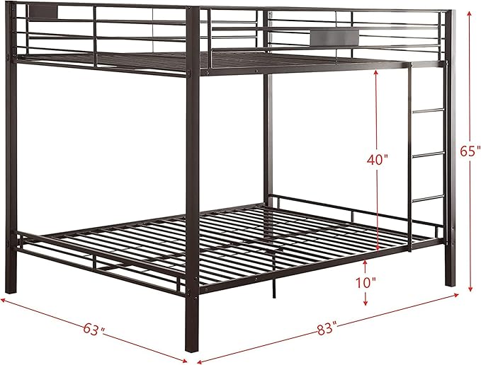 DOONREXS Upgraded Thicken Metal Queen Over Queen Bunk Bed, Heavy Duty Stronger Steel With Ladders and Safety Guard Rail, Easy Assembly