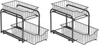 SONGMICS 4-Tier Pull Out Cabinet Organizers, Under Sink Organizer, Bathroom Organizer and Storage, Sliding Basket Drawers, Stackable for Kitchen, Bathroom, Ink Black UKCS017B02