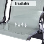 Kinsuite 5-Seat Reception Chair - 2pcs Waiting Room Chairs with Arms & Stainless Steel Frame, Waiting Room Bench, Lobby Chairs for Office Airport Bank Hospital, Silver