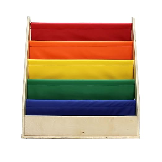 Factory Direct Partners 13745-AS Birch SoftScape Sling Book Display, 4-Shelf Vinyl Storage for Kid"s Books and Magazines for Bedroom, Playroom, Daycare, Preschool or Classroom - Assorted