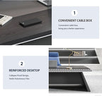 L-Shaped Black Executive Desk with Drawers, Large Modern Executive Office Desk with Storage Cabinets, Cable Box, Wide Desktop – Home Office Desk (Left, 79" L * 63" W * 30" H)