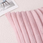 Pallene Faux Fur Plush Throw Pillow Covers 16x16 Set of 2, Luxury Soft Fluffy Striped Decorative Pillow Covers for Sofa, Couch, Living Room, Blush Pink