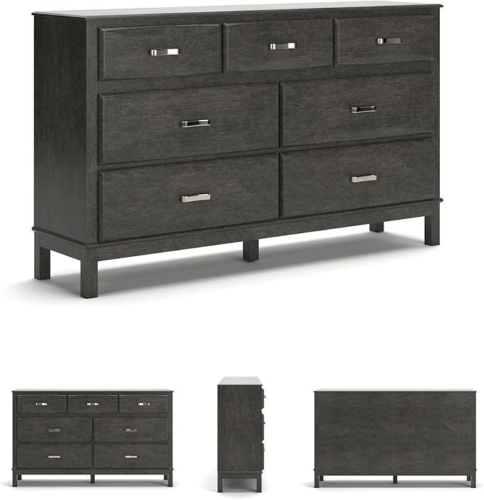 Signature Design by Ashley Caitbrook Contemporary 7 Drawer Dresser with Dovetail Construction, Weathered Gray