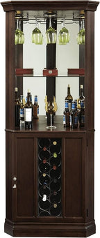 Howard Miller Piedmont III Corner Bar Cabinet – Traditional Espresso Home Bar Storage with Glass Door Bottle Organizer Adjustable Lighting & Space-Saving Design USA Made Luxury Bar Cabinet