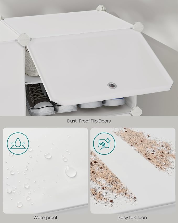 SONGMICS Shoe Rack Organizer, 8-Tier Shoe Storage Cabinet for Closet and Entryway, Holds 32 Pairs of Shoes, Adjustable, Cloud White ULPC034W03