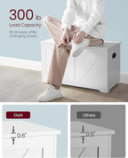 VASAGLE Storage Chest, Storage Trunk with 2 Safety Hinges, Storage Bench, Shoe Bench, Farmhouse Style, 15.7 x 31.5 x 18.1 Inches, for Entryway, Bedroom, Living Room, Cloud White ULSB062T14