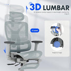 FLEXISPOT ErgoX Premium Ergonomic Office Chair with Footrest- Adjustable 3D Armrests, Dynamic Lumbar Support, Recline & Tilt Function, Mesh Seat, for Home & Office Use,Blue