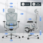 FLEXISPOT ErgoX Premium Ergonomic Office Chair with Footrest- Adjustable 3D Armrests, Dynamic Lumbar Support, Recline & Tilt Function, Mesh Seat, for Home & Office Use,Blue