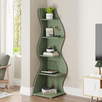 Tribesigns Corner Shelf, Modern 5-Tier Wall Corner Bookshelf, Stylish Corner Small Bookcase Storage Rack Plant Stand with Unique Shape for Living Room, Home Office (Sage Green, 1PC)