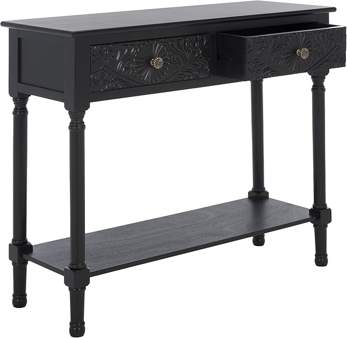 SAFAVIEH Home Collection Josie Black 2-Drawer Console Table for Living Room Foyer Bedroom Hallway Entryway Office
