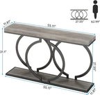 LITTLE TREE 55 inch Faux Marble Gold Console Table Modern Entryway Table Narrow Long Sofa Table Accent Table for Living Room, Grey + Black