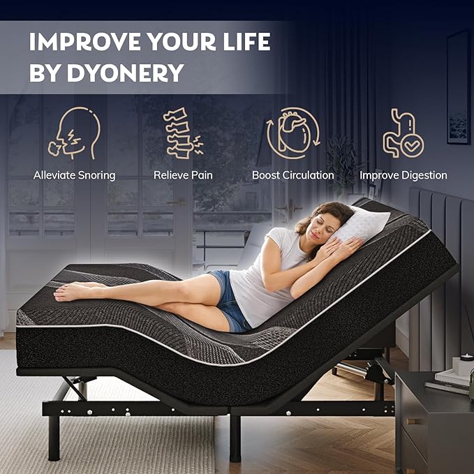 Twin XL Adjustable Bed Base Frame with Wireless Remote + 12 Inch Twin XL Gel Memory Foam Mattress Bed in a Box, Head and Foot Incline, Zero Gravity, Fiberglass Free, 80" × 38"