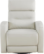 Watson & Whitely Swivel Recliner with Power Headrest, Recliner Chairs for Adults, Small Glider Rocker for Living Room, Faux Leather in Cream
